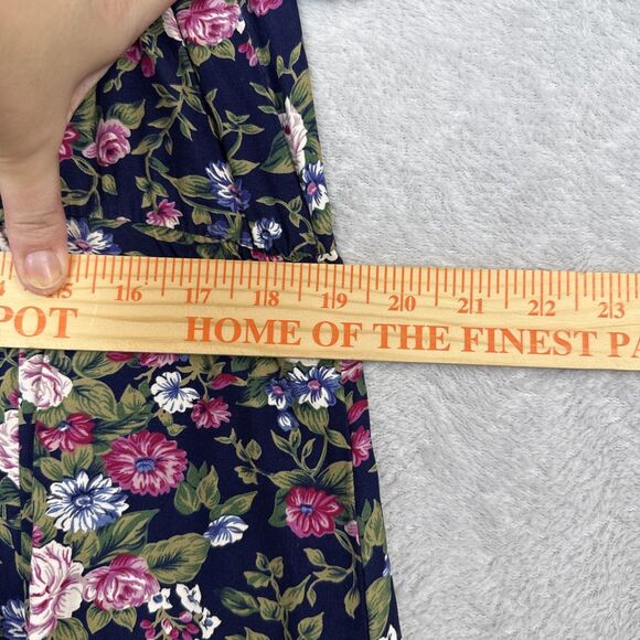 Vtg Floral Midi Dress M Petite Lace Collar Belt Modest Twee Grandma Cottage 80s - Picture 11 of 15